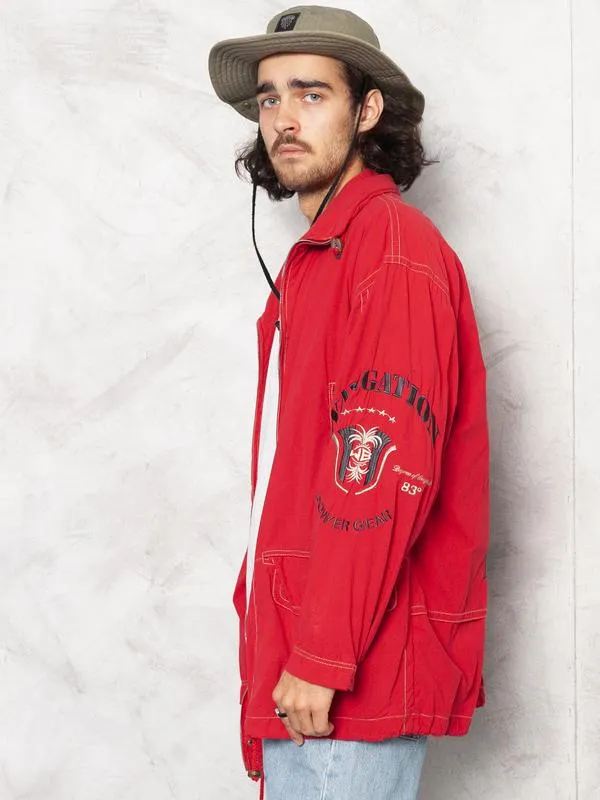 Red Windbreaker Men Jacket