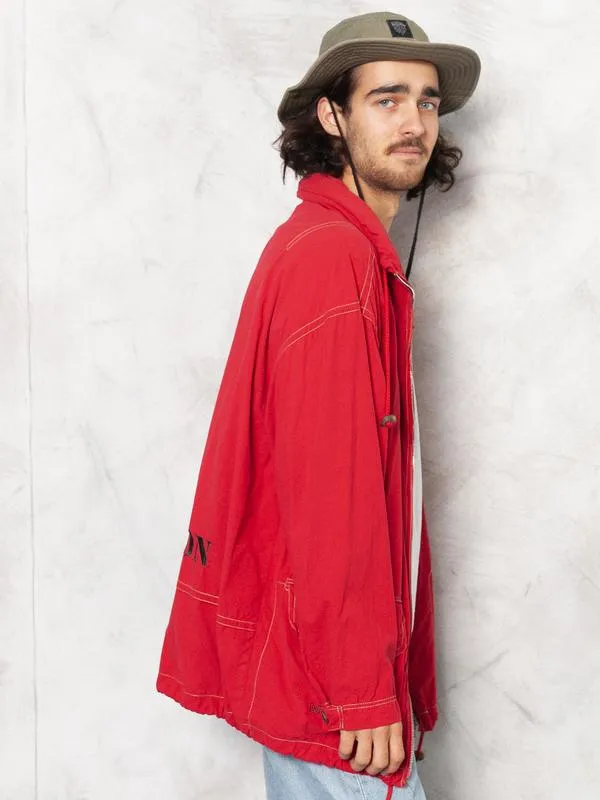 Red Windbreaker Men Jacket