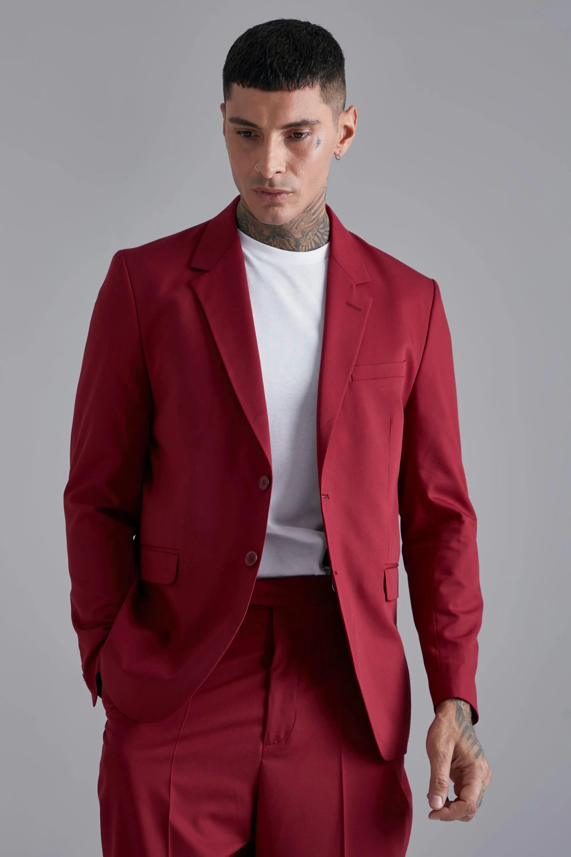 Relaxed Fit Single Breasted Suit Jacket