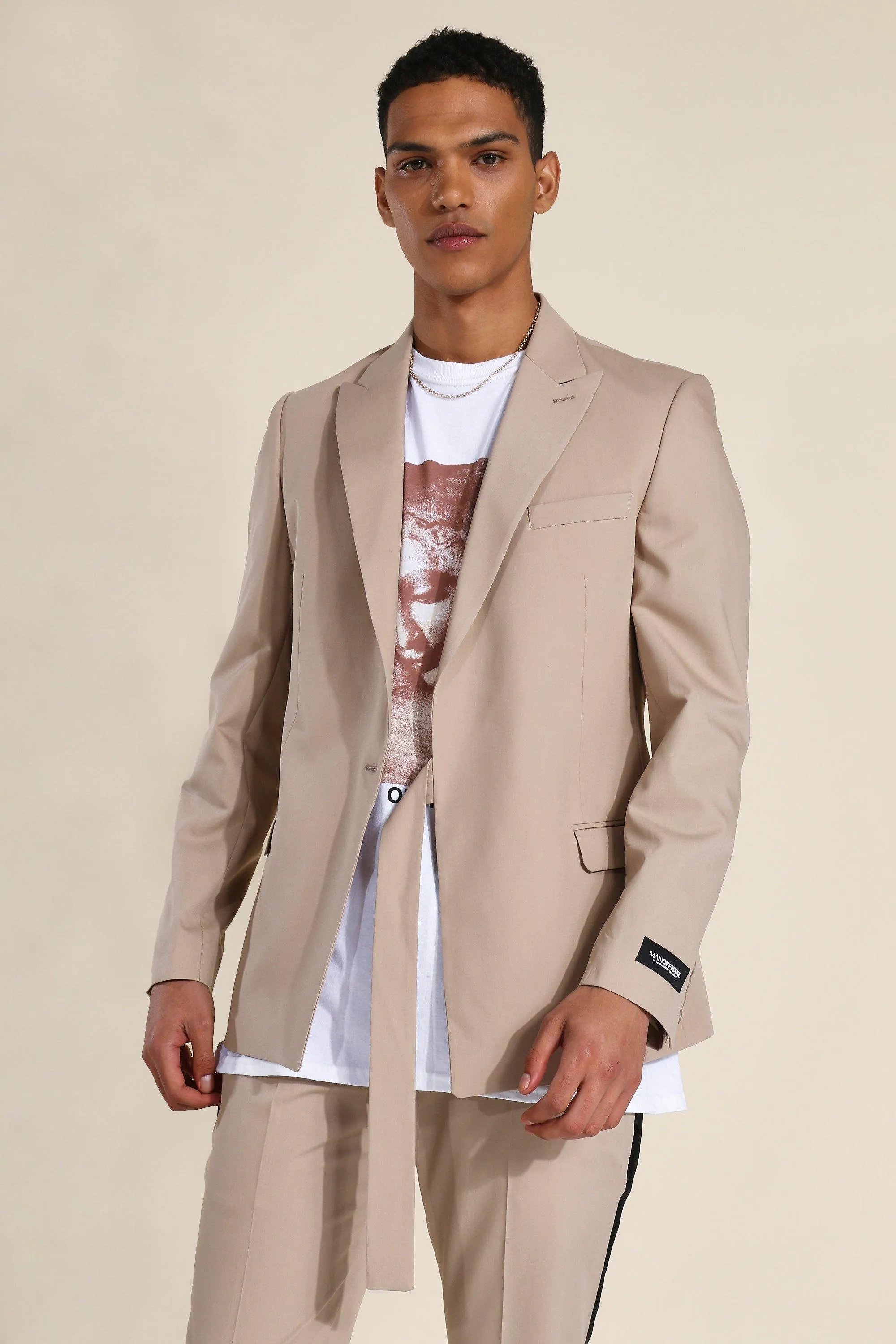 Relaxed Wrap Tie Suit Jacket