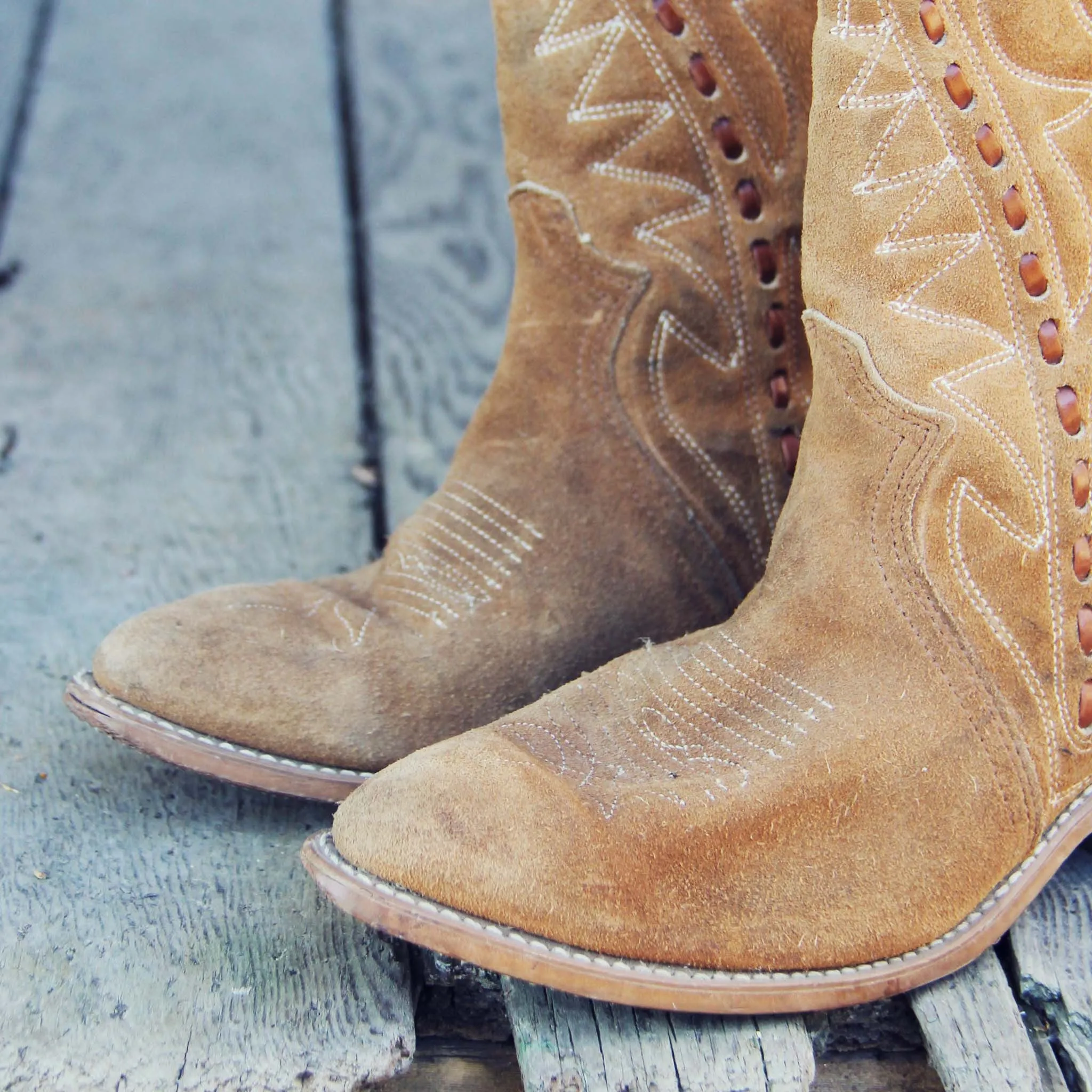 Retro Suede Stitched Boots