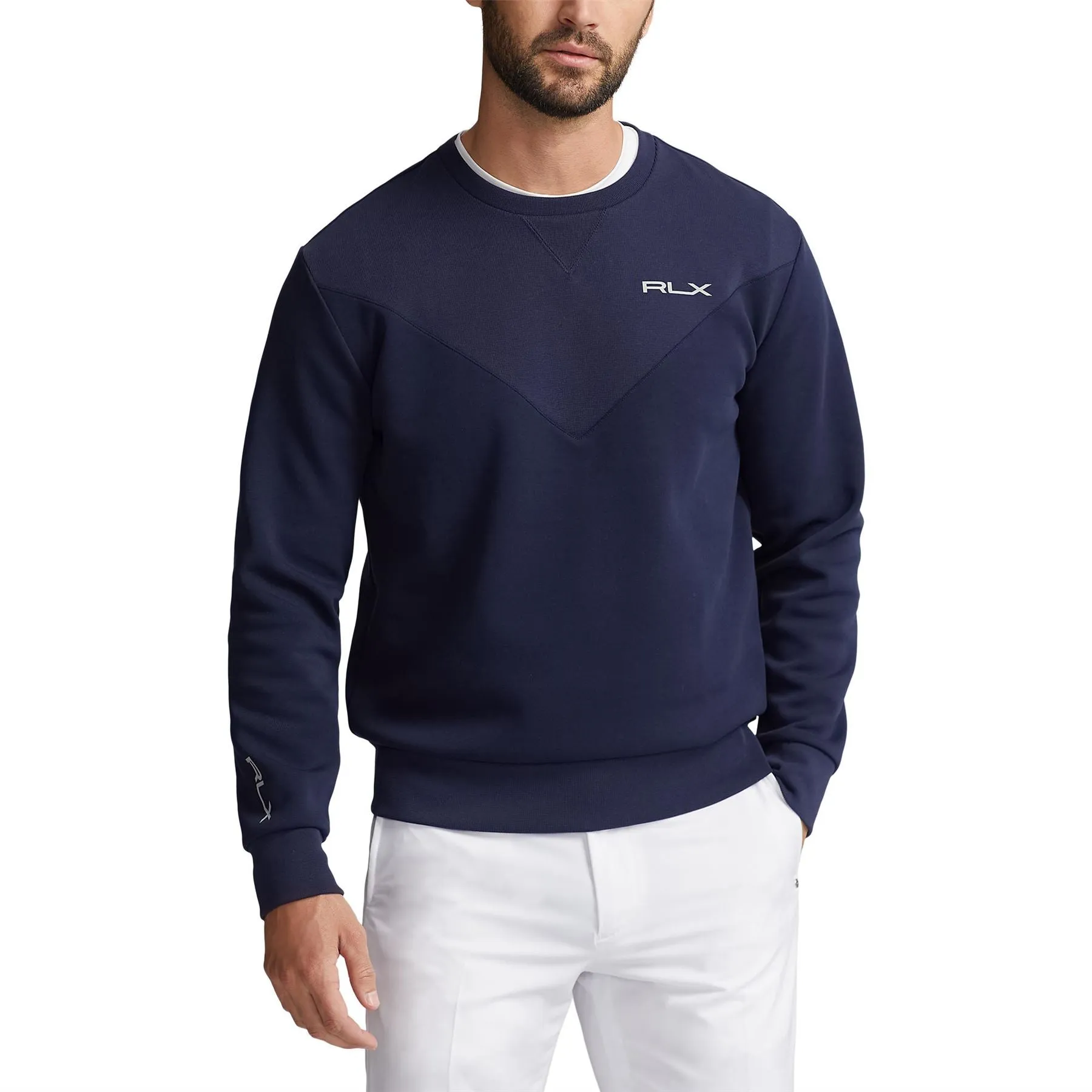 RLX Men's Double Knit Crew Neck Sweater French Navy - Autumn/Winter 2023