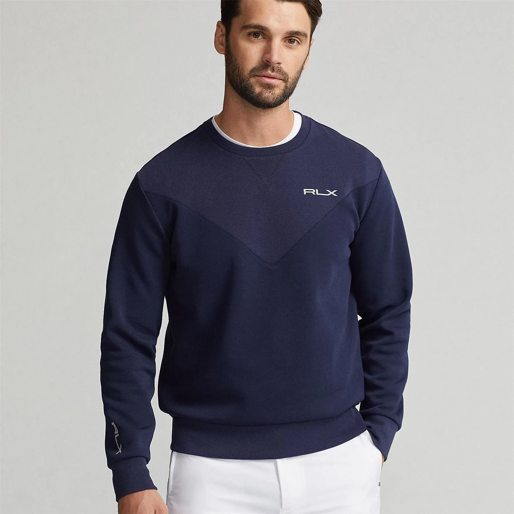 RLX Men's Double Knit Crew Neck Sweater French Navy - Autumn/Winter 2023