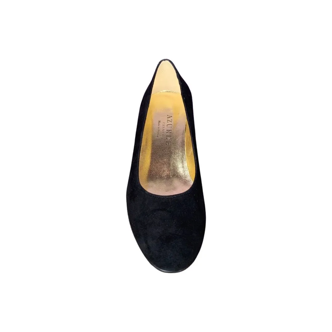 Black Suede Pump With Gold Heel by RODONI