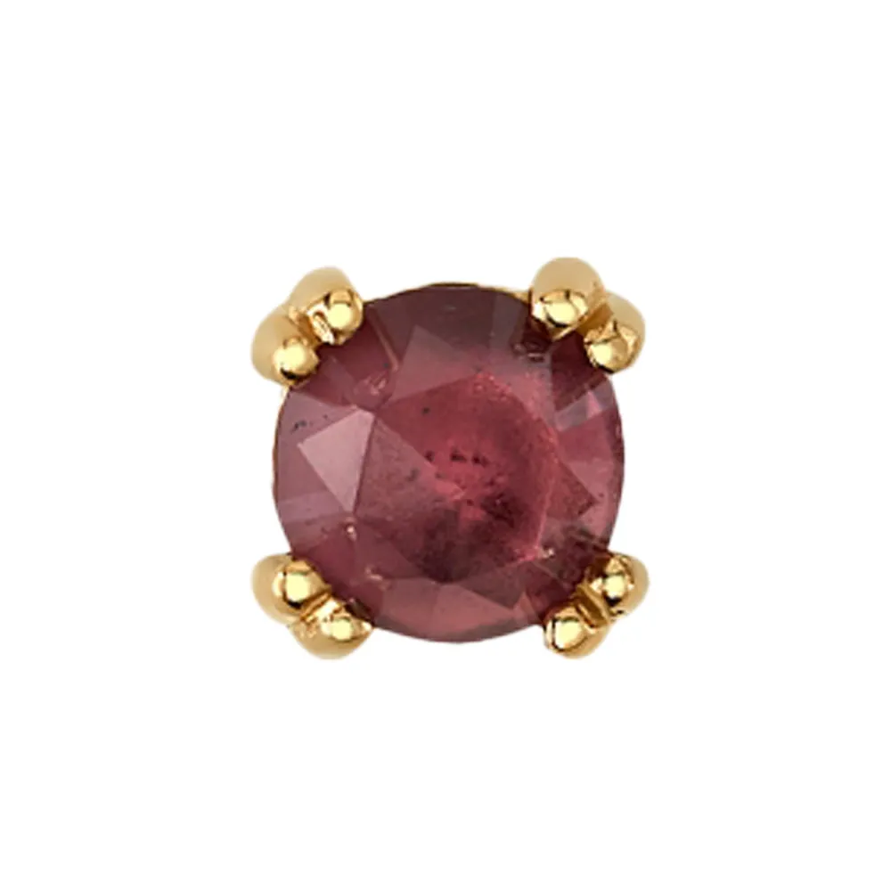 Rose Cut Rhodolite Prong Set Threaded End in Gold