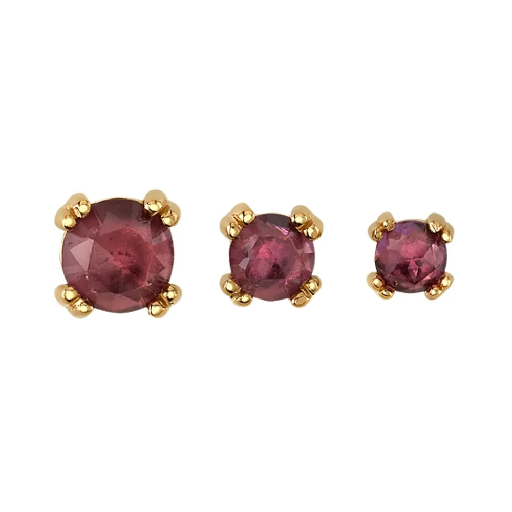 Rose Cut Rhodolite Prong Set Threaded End in Gold