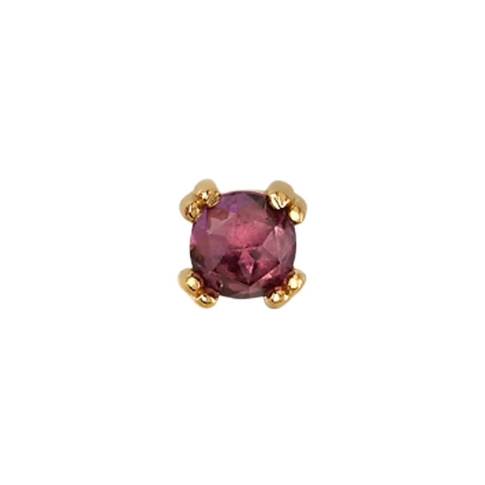 Rose Cut Rhodolite Prong Set Threaded End in Gold