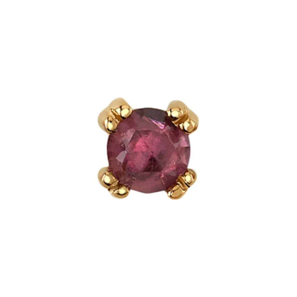 Rose Cut Rhodolite Prong Set Threaded End in Gold