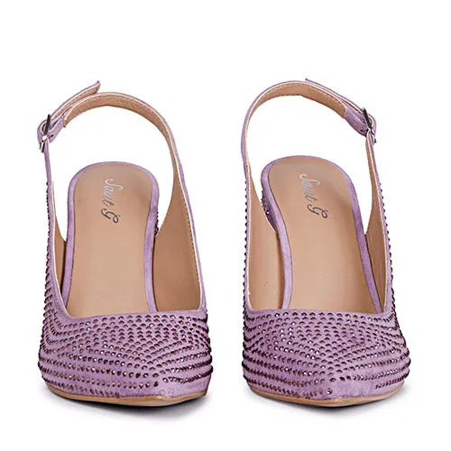 Saint Alyssa Crystal Embellished Lilac Leather Pumps