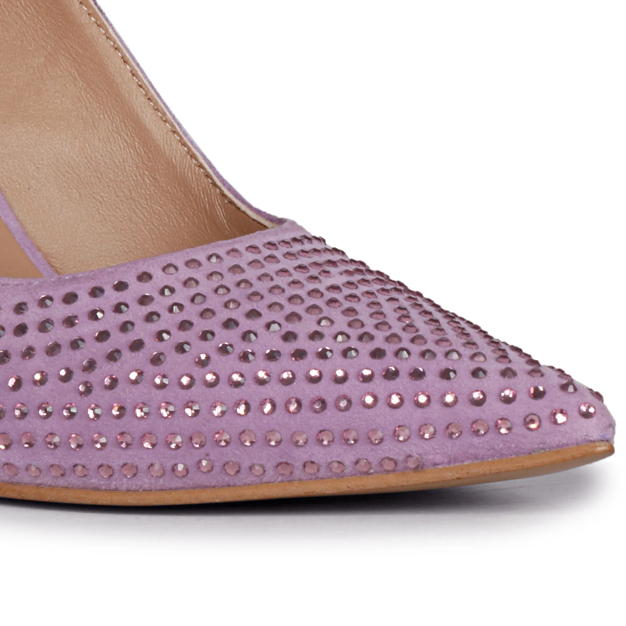 Saint Alyssa Crystal Embellished Lilac Leather Pumps