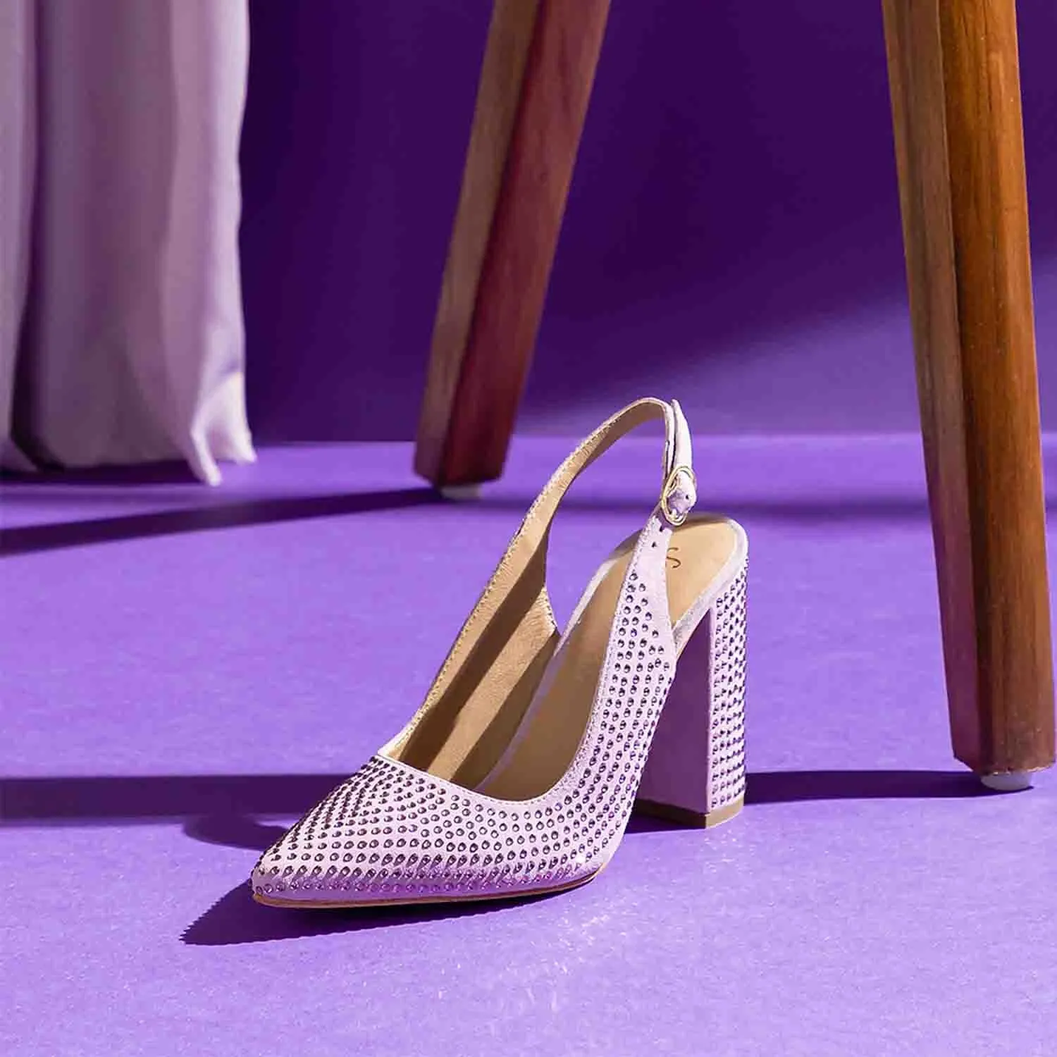 Saint Alyssa Crystal Embellished Lilac Leather Pumps