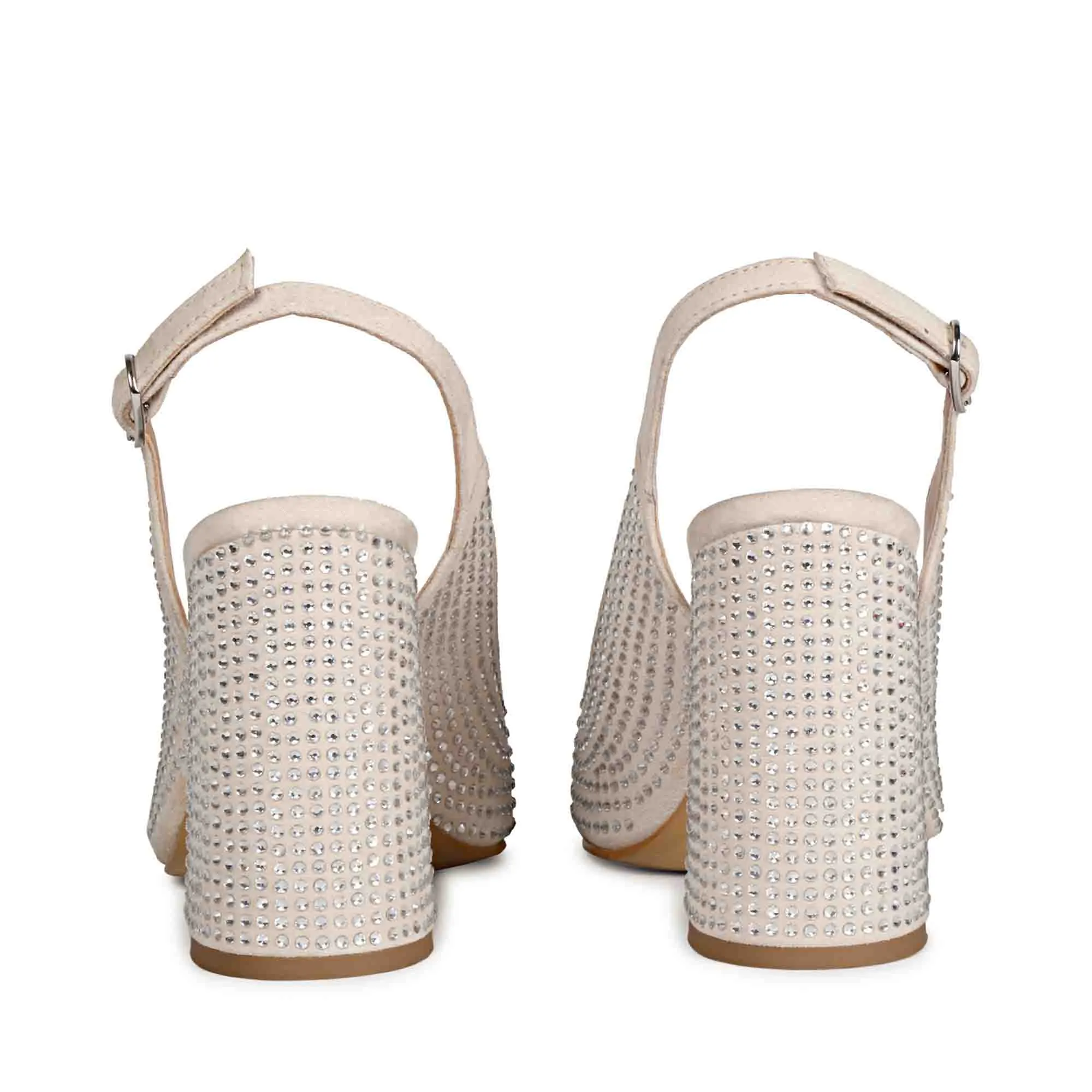 Saint Alyssa Crystal Embellished Off White Leather Pumps