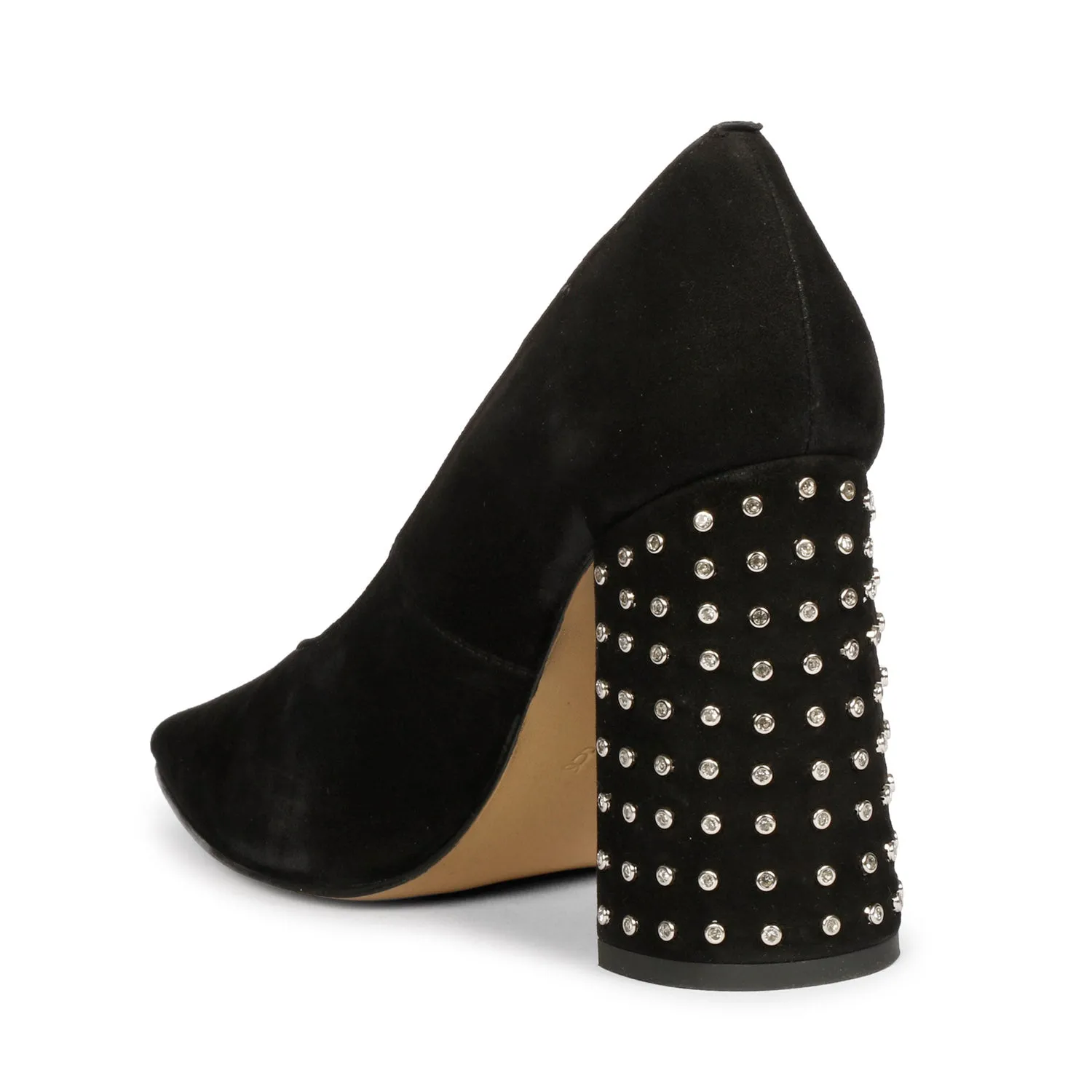 Saint Destiny Crystal Embellished Black Suede Leather Pumps