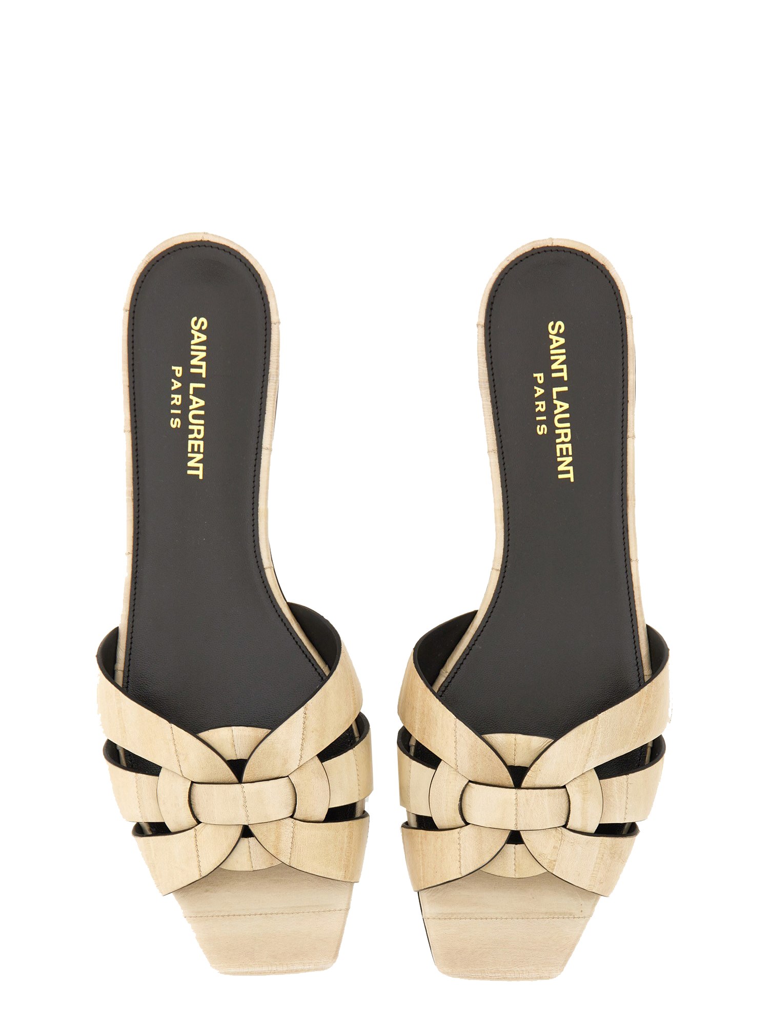 SAINT LAURENT EEL SKIN TRIBUTE MULES