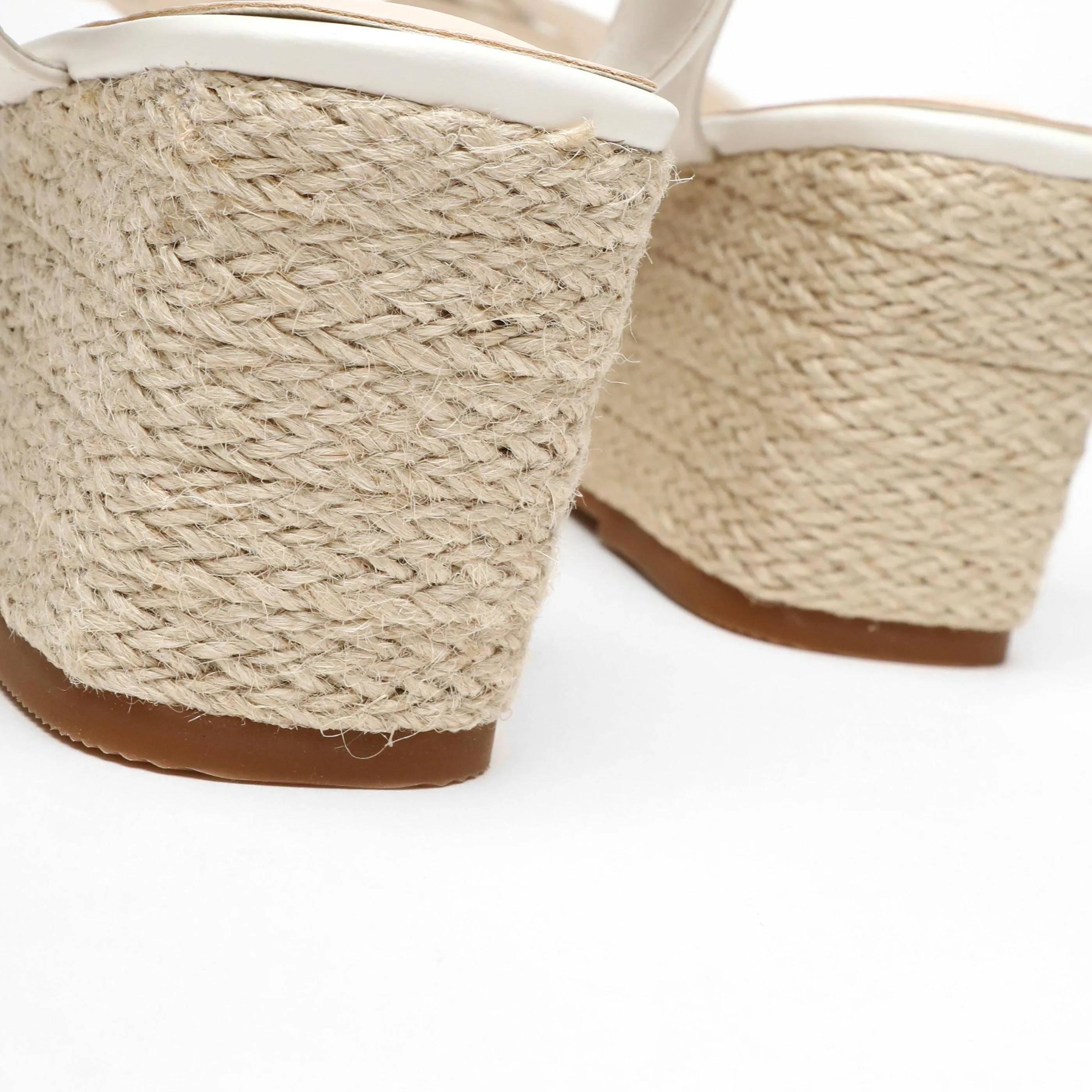 Faux Leather Strappy Woven Wedges by Quiz