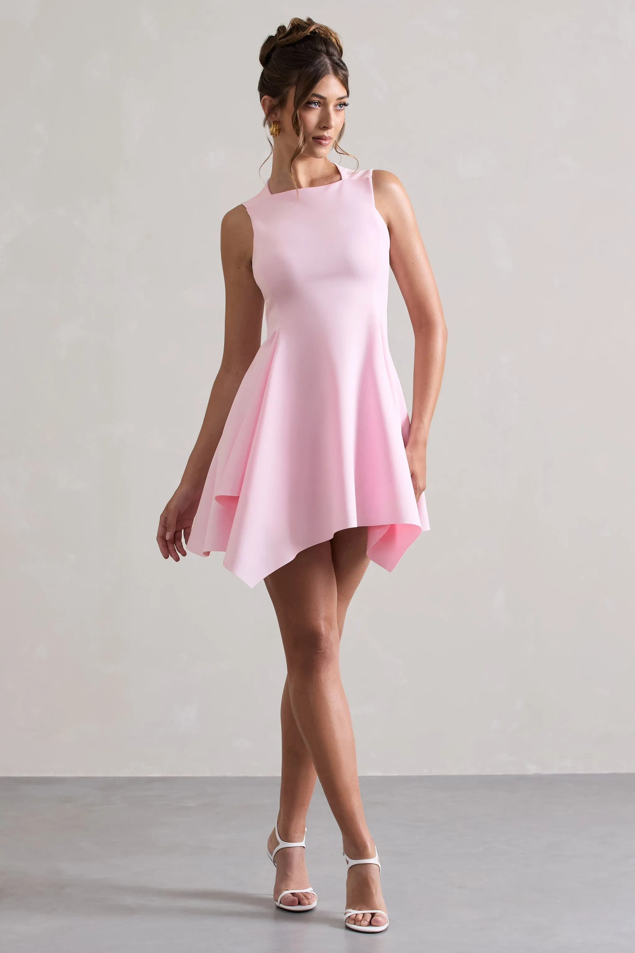 Scout Pink Sleeveless Draped Hem Mini Dress - Shop Now