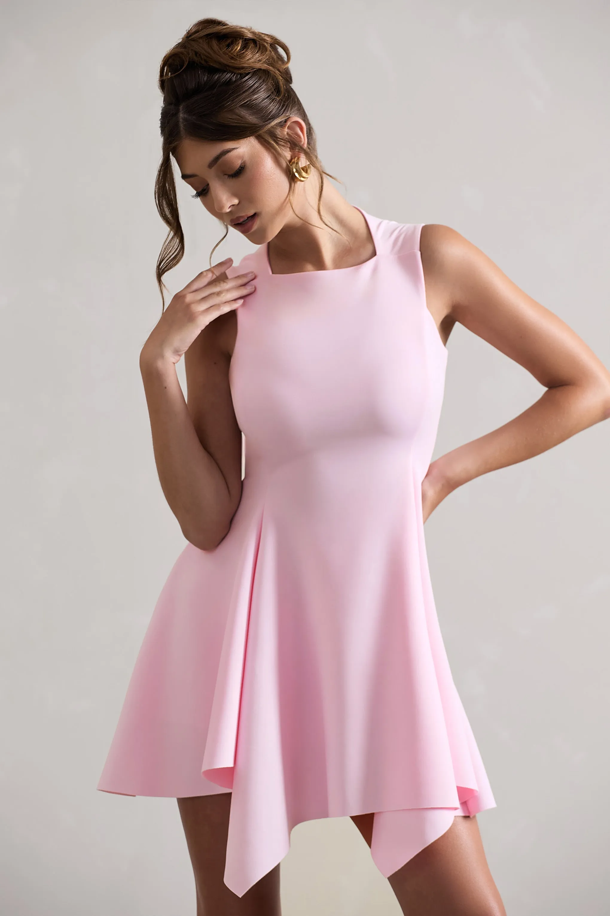 Scout Pink Sleeveless Draped Hem Mini Dress - Shop Now