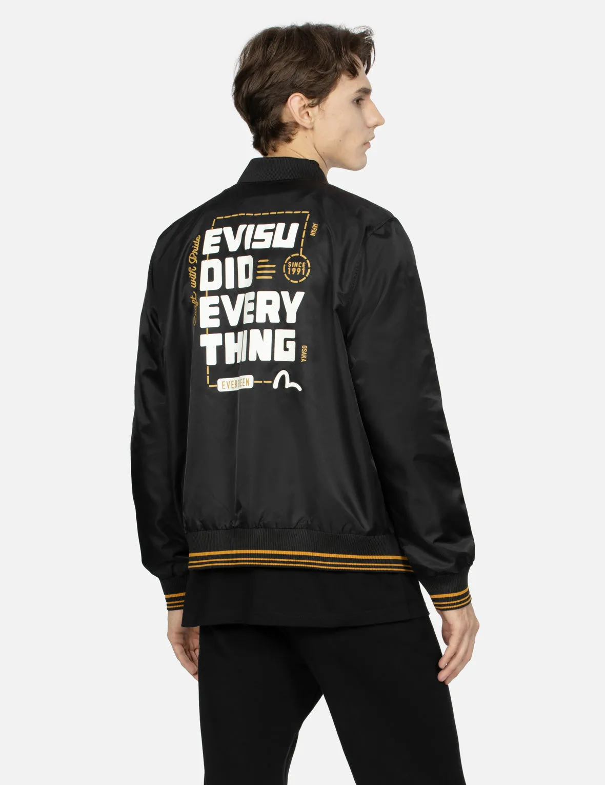 Seagull and Slogan Print Regular Fitt Bomber Jacket