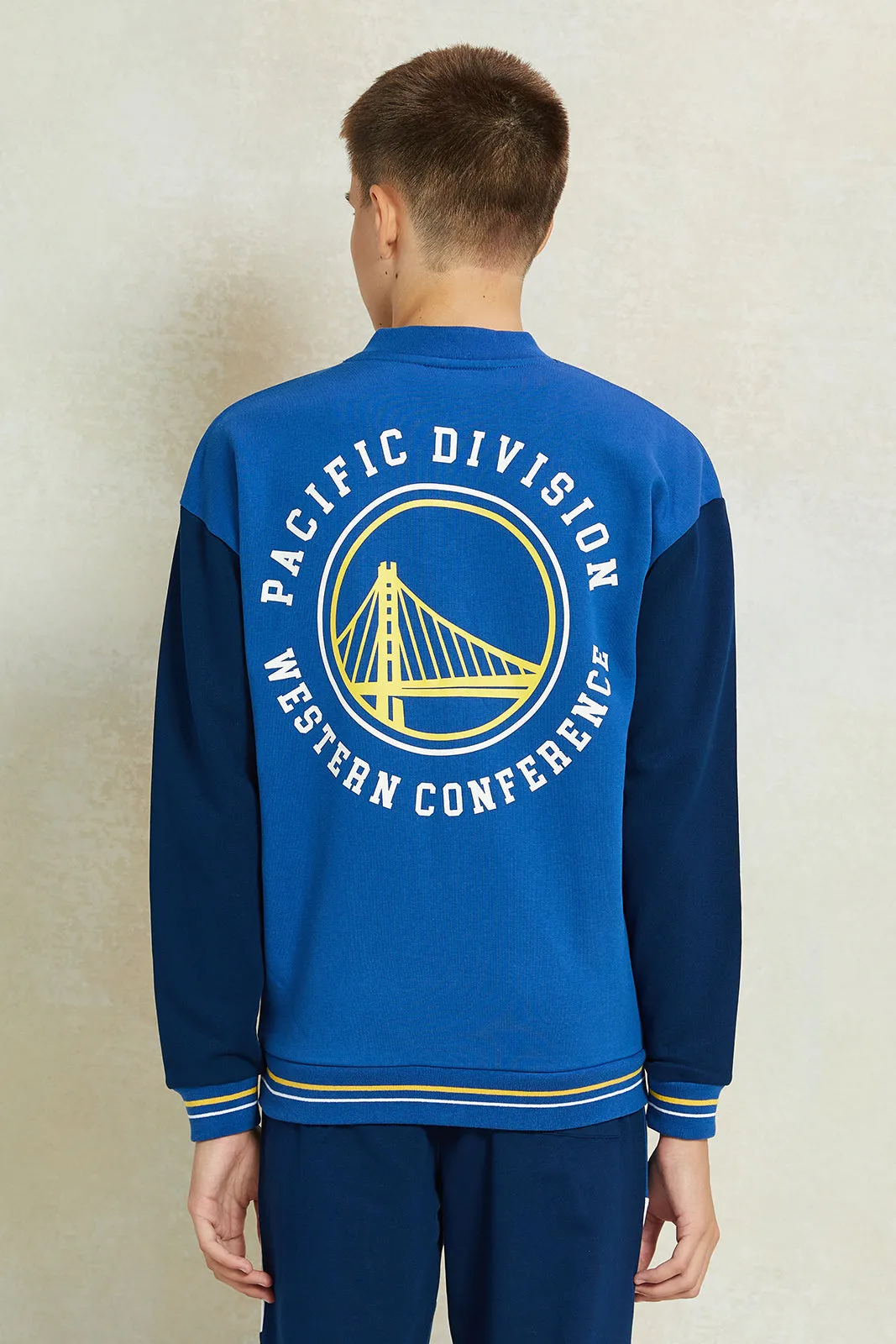 Senior Boys Blue Printed Sweatshirt