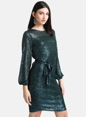 Sparkly Mini Dress With Belt - Shop Now