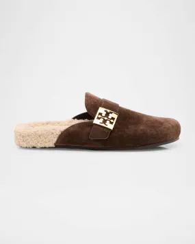 Shearling Lined Suede Clogs