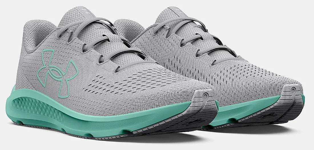 shoes Under Armour Charged Pursuit 3 Big Logo - Mod Gray/Halo Gray/Neo Turquoise - women´s