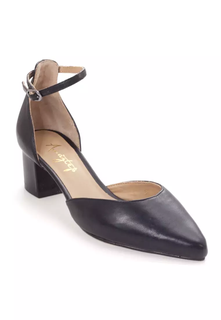 Shu Talk AMAZTEP Nappa Leather With Ankle Strap Heels