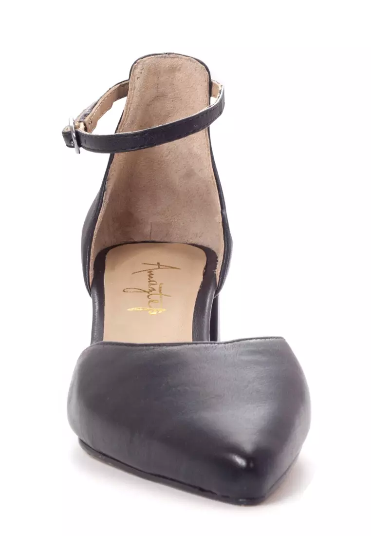 Shu Talk AMAZTEP Nappa Leather With Ankle Strap Heels