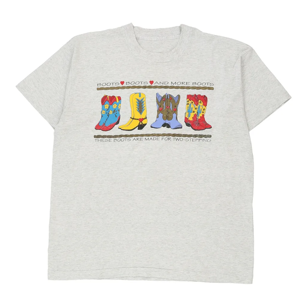 Single Stitch These Boots Are Made For Two Stepping Unbranded Graphic T-Shirt - XL Grey Cotton