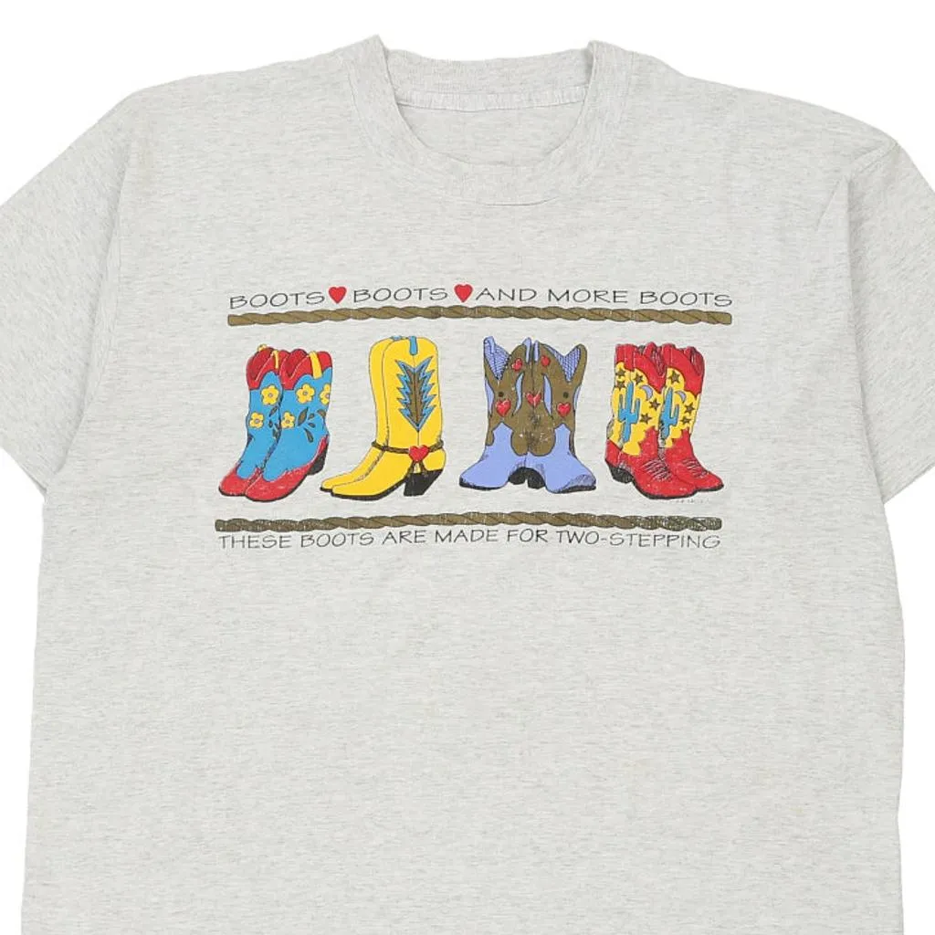 Single Stitch These Boots Are Made For Two Stepping Unbranded Graphic T-Shirt - XL Grey Cotton