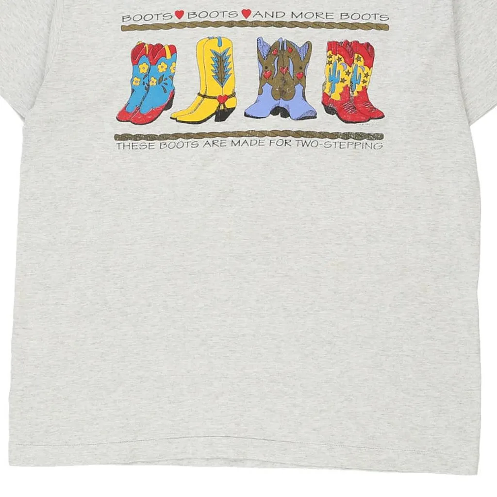 Single Stitch These Boots Are Made For Two Stepping Unbranded Graphic T-Shirt - XL Grey Cotton