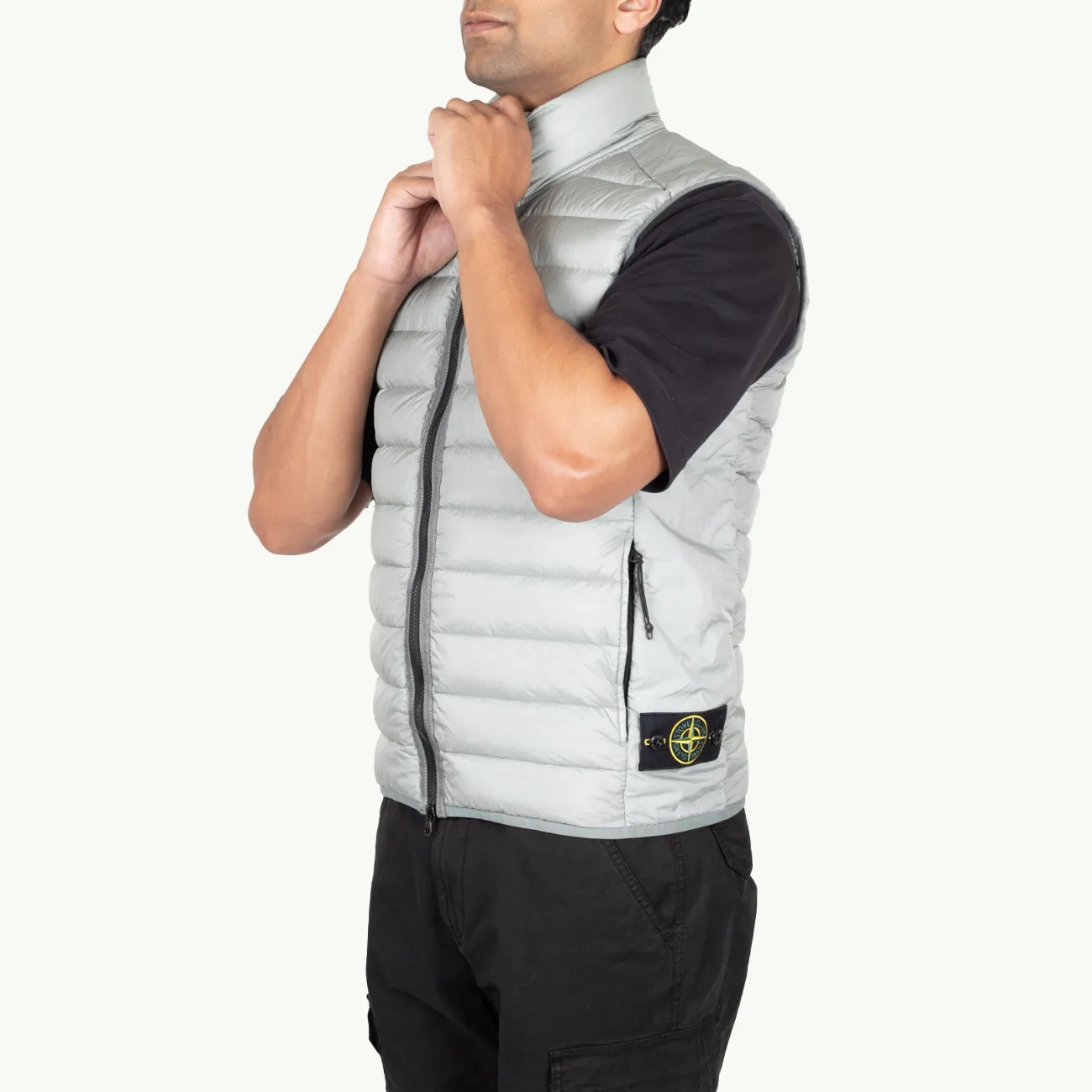 Sleeveless Down Jacket Patch Loom Chambers - Grey Green 6081