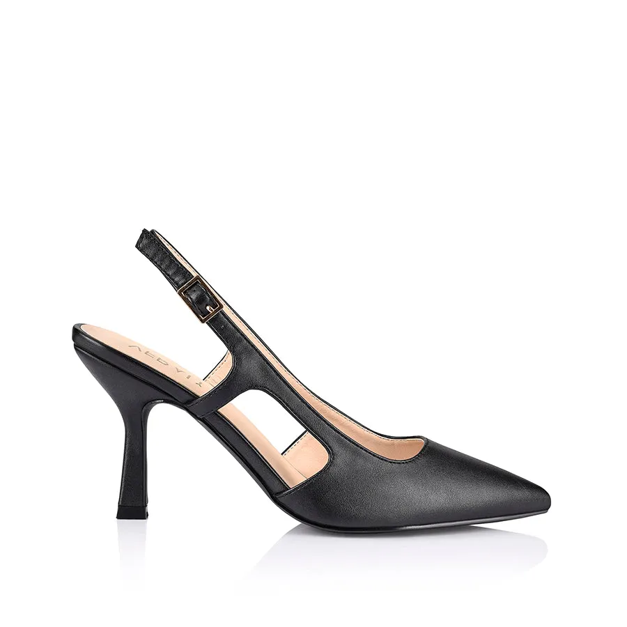 Spencer Slingback Pumps  - Black Smooth