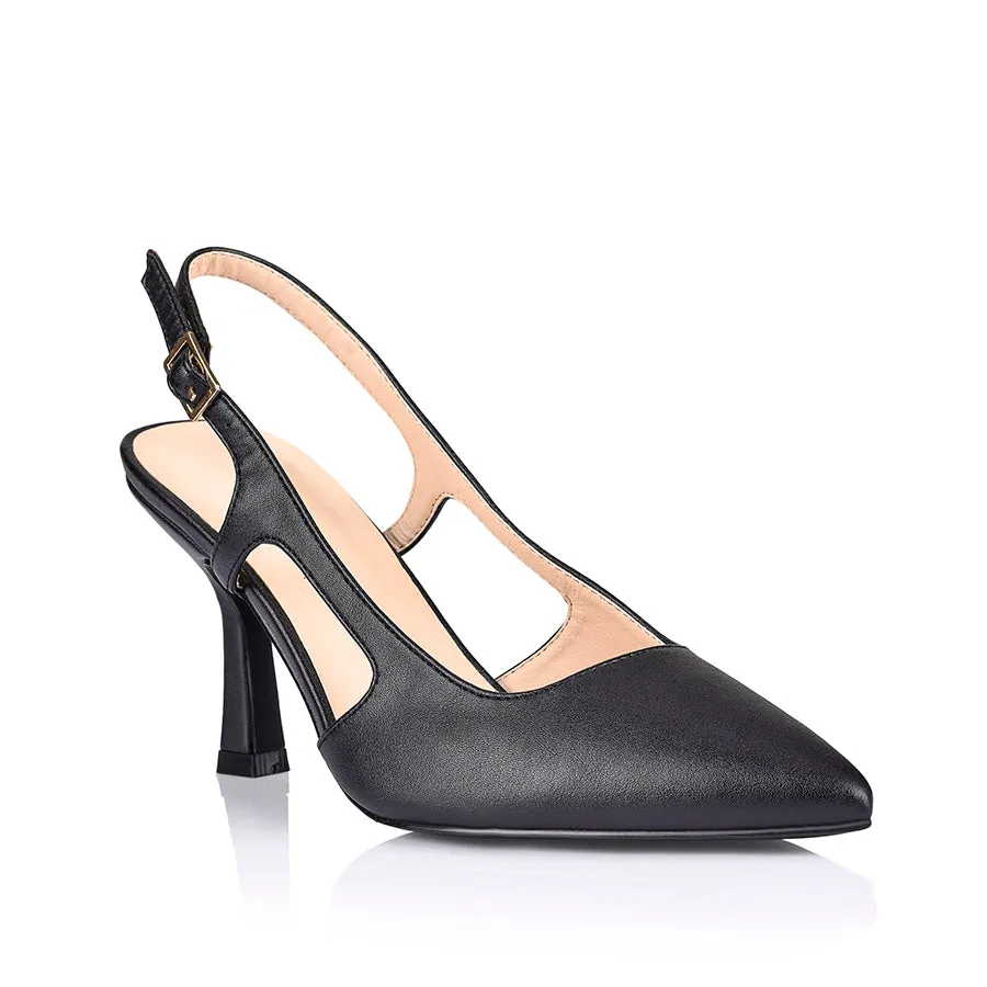 Spencer Slingback Pumps  - Black Smooth