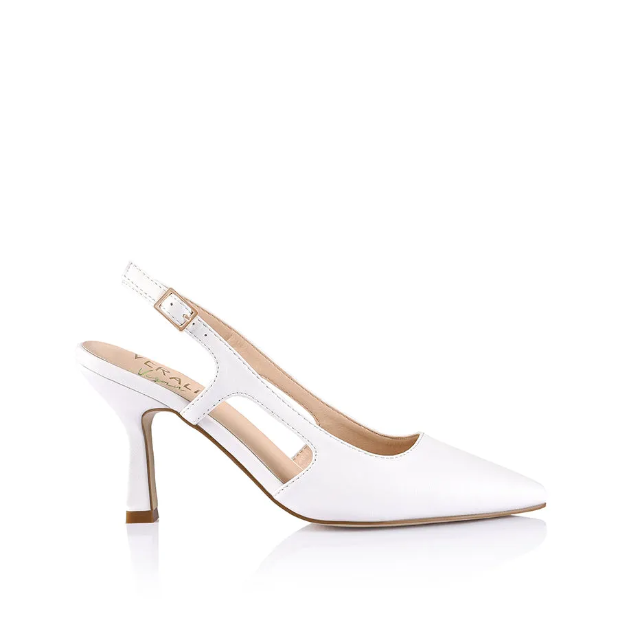 Spencer Slingback Pumps  - White Smooth