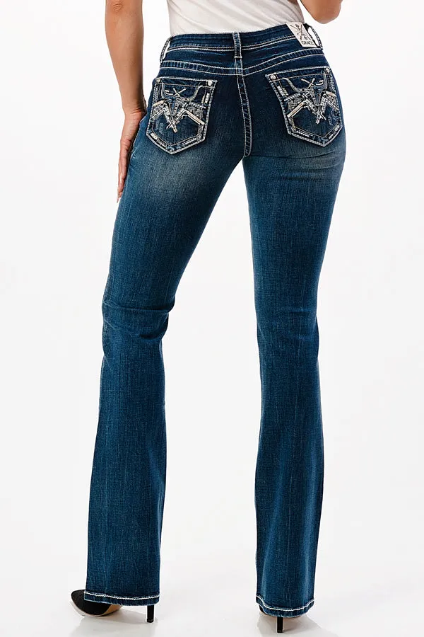 Steer Head 3D Mid Rise Bootcut Denim Jeans