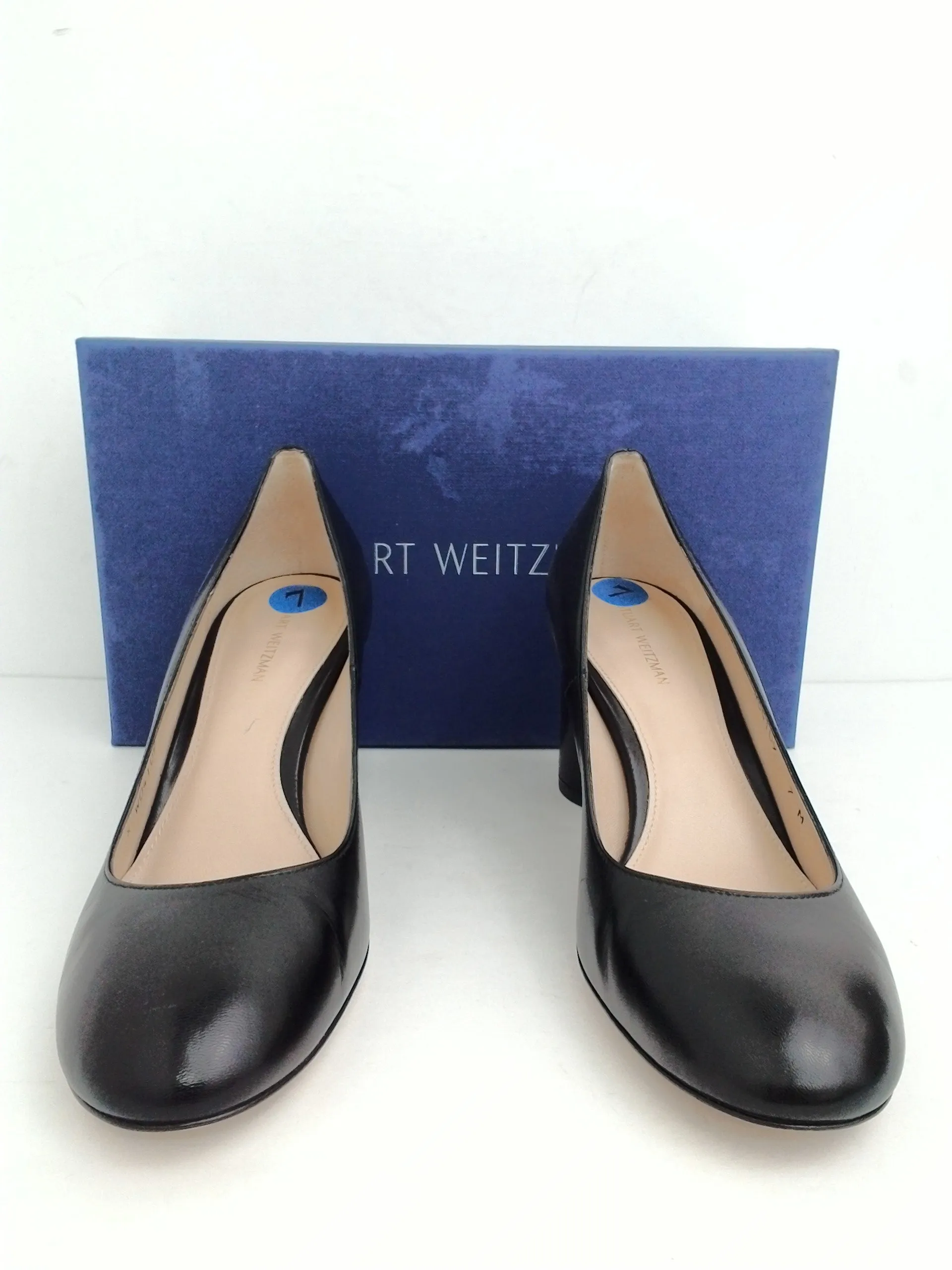 Stuart Weitzman Women's Azalea Black Leather Heels Size 7 M