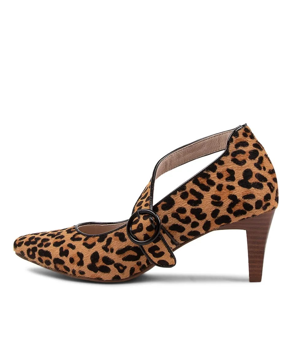 SUPERSOFT Moniesz Tan Leopard Leather Heels