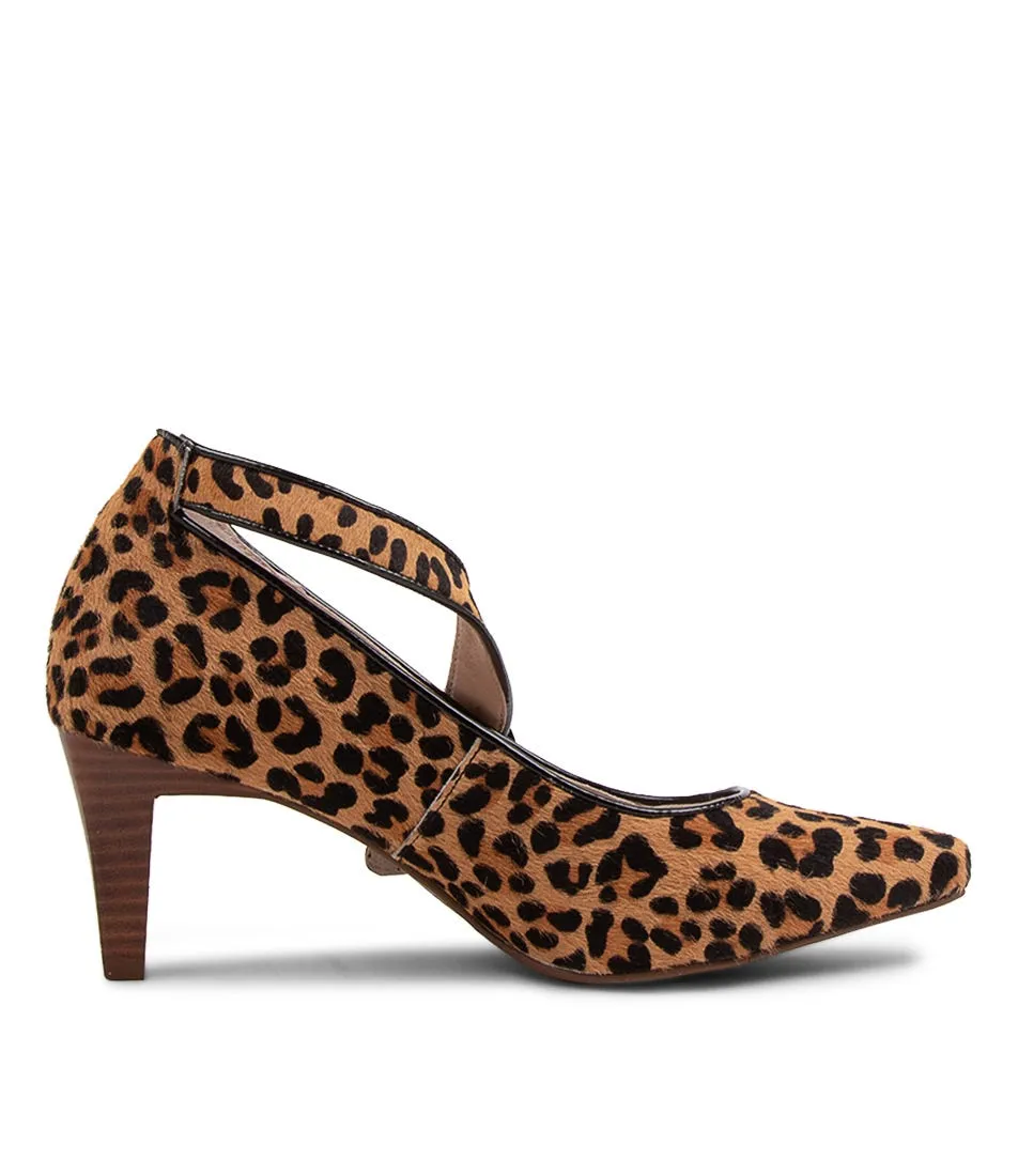 SUPERSOFT Moniesz Tan Leopard Leather Heels