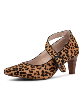 SUPERSOFT Moniesz Tan Leopard Leather Heels