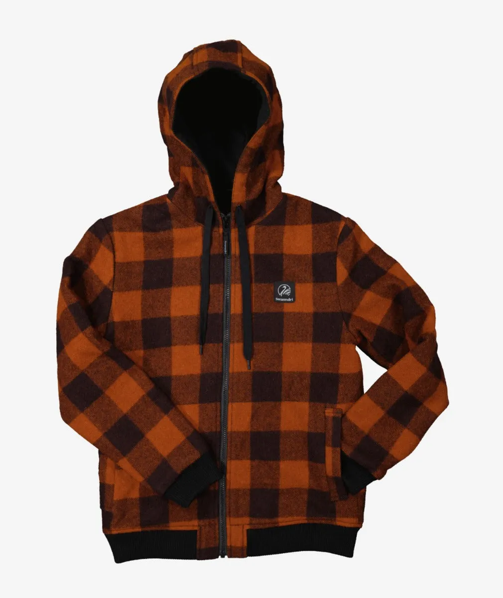 Swanndri Kid's Crooked River Wool Hoodie - Ginger Check - Best Price & Fast Shipping