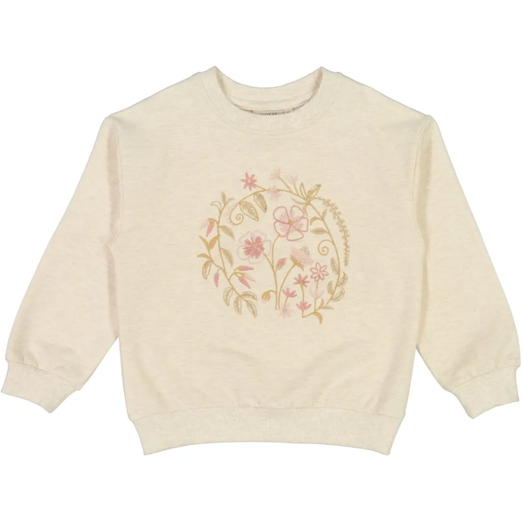 Sweatshirt Flower Embroidery - moonlight melange