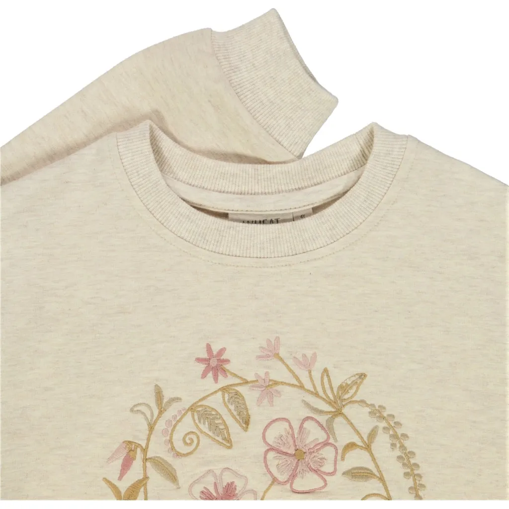 Sweatshirt Flower Embroidery - moonlight melange