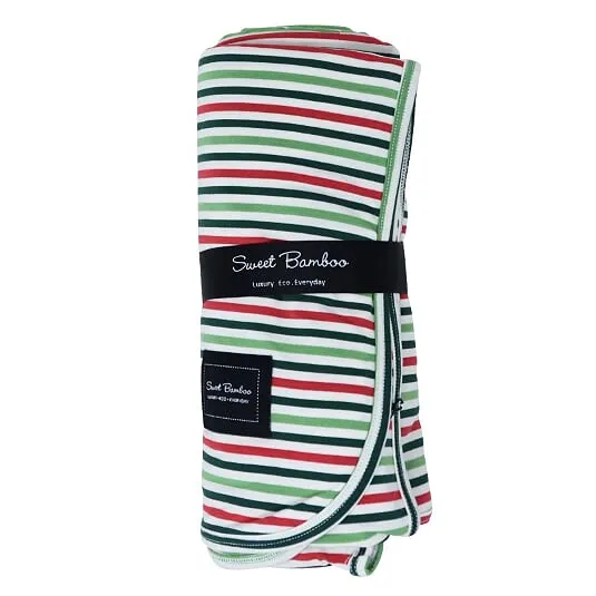 Sweet Bamboo Holiday Big Kid Blanket - Christmas Stripes