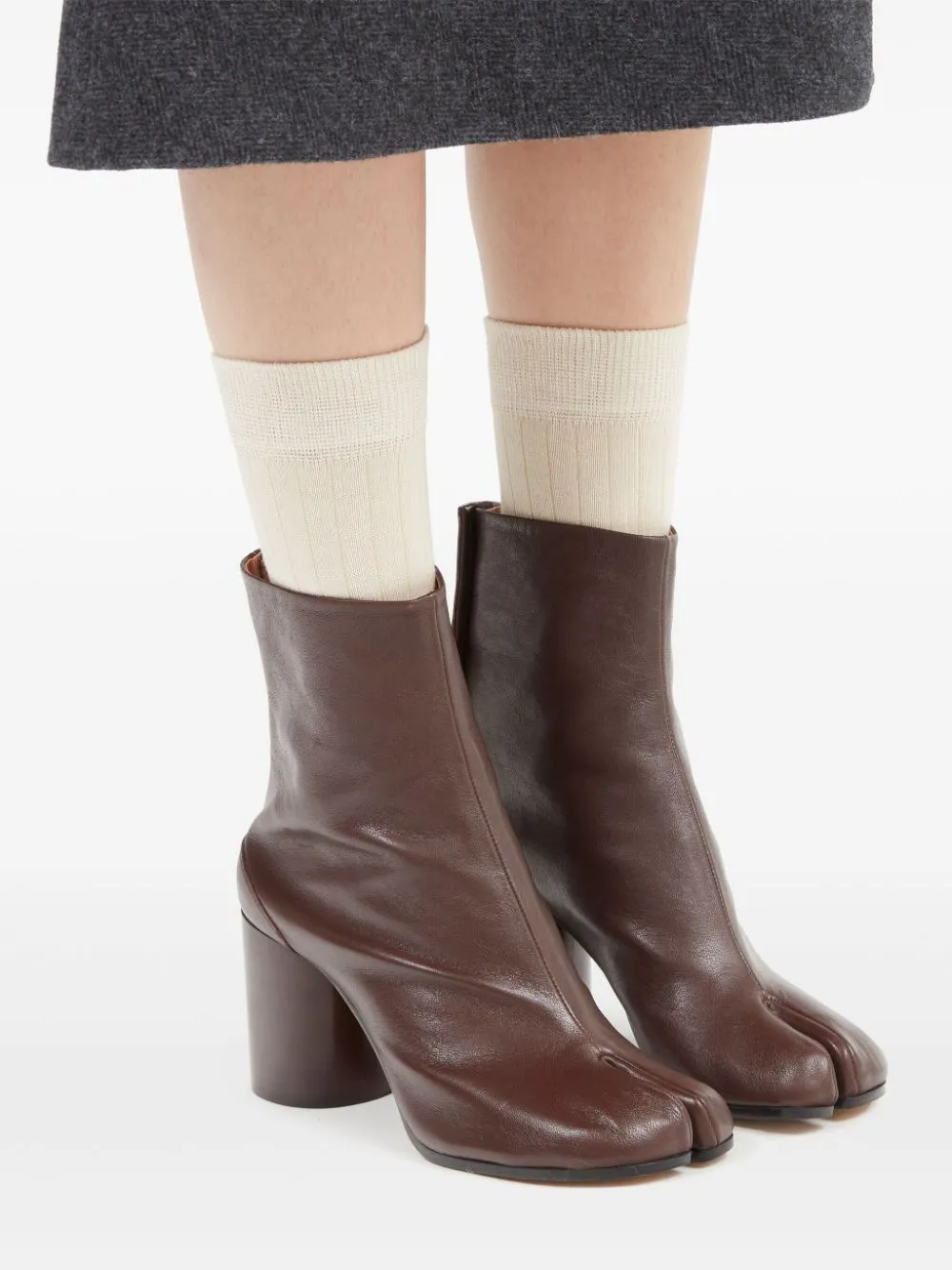 Leather Tabi Ankle Boots