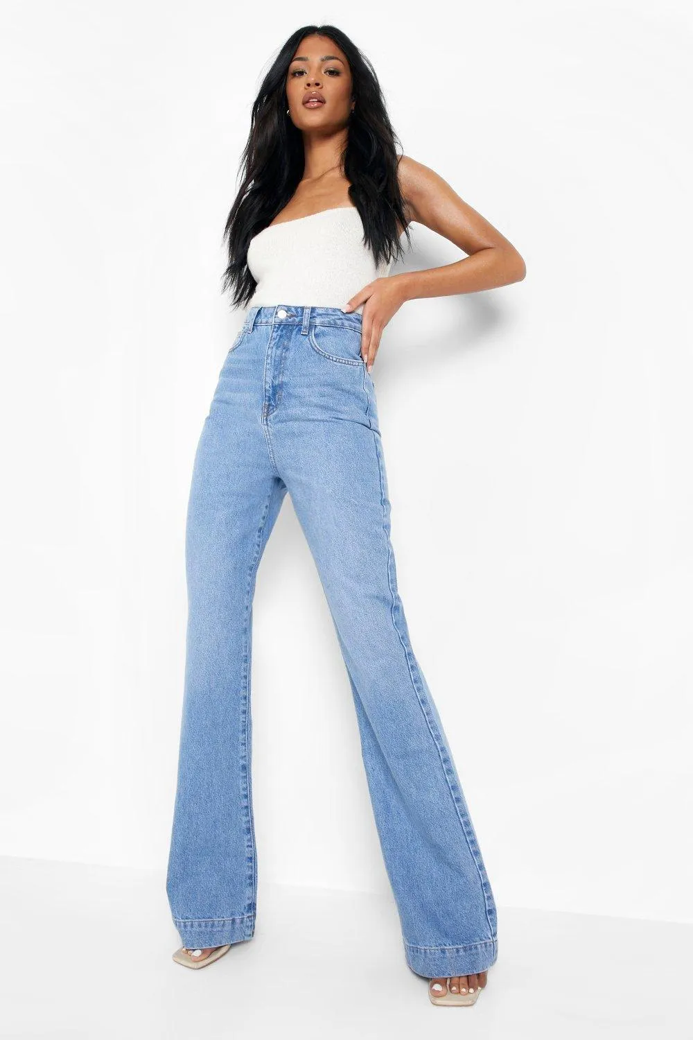 Tall Straight Leg Flare High Rise Jeans