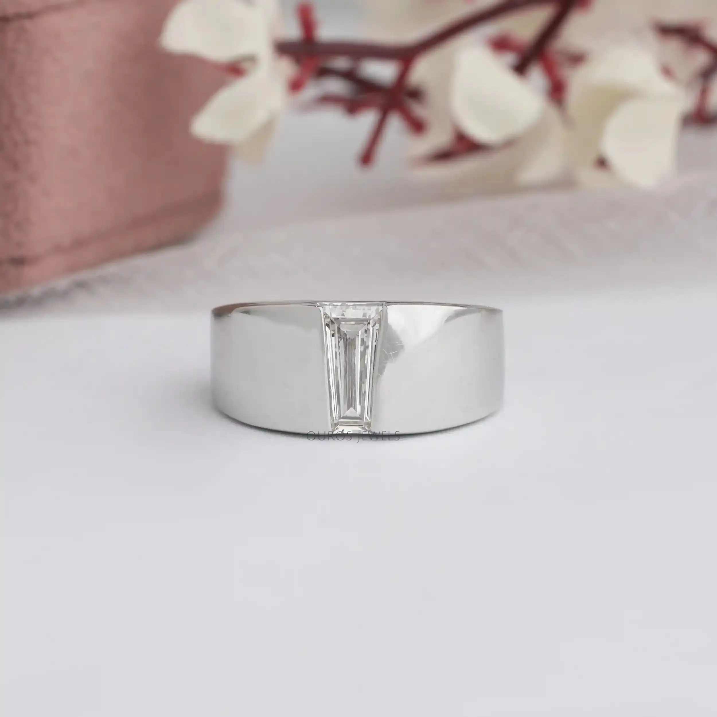 Tapered Baguette Cut Solitaire Men's Ring