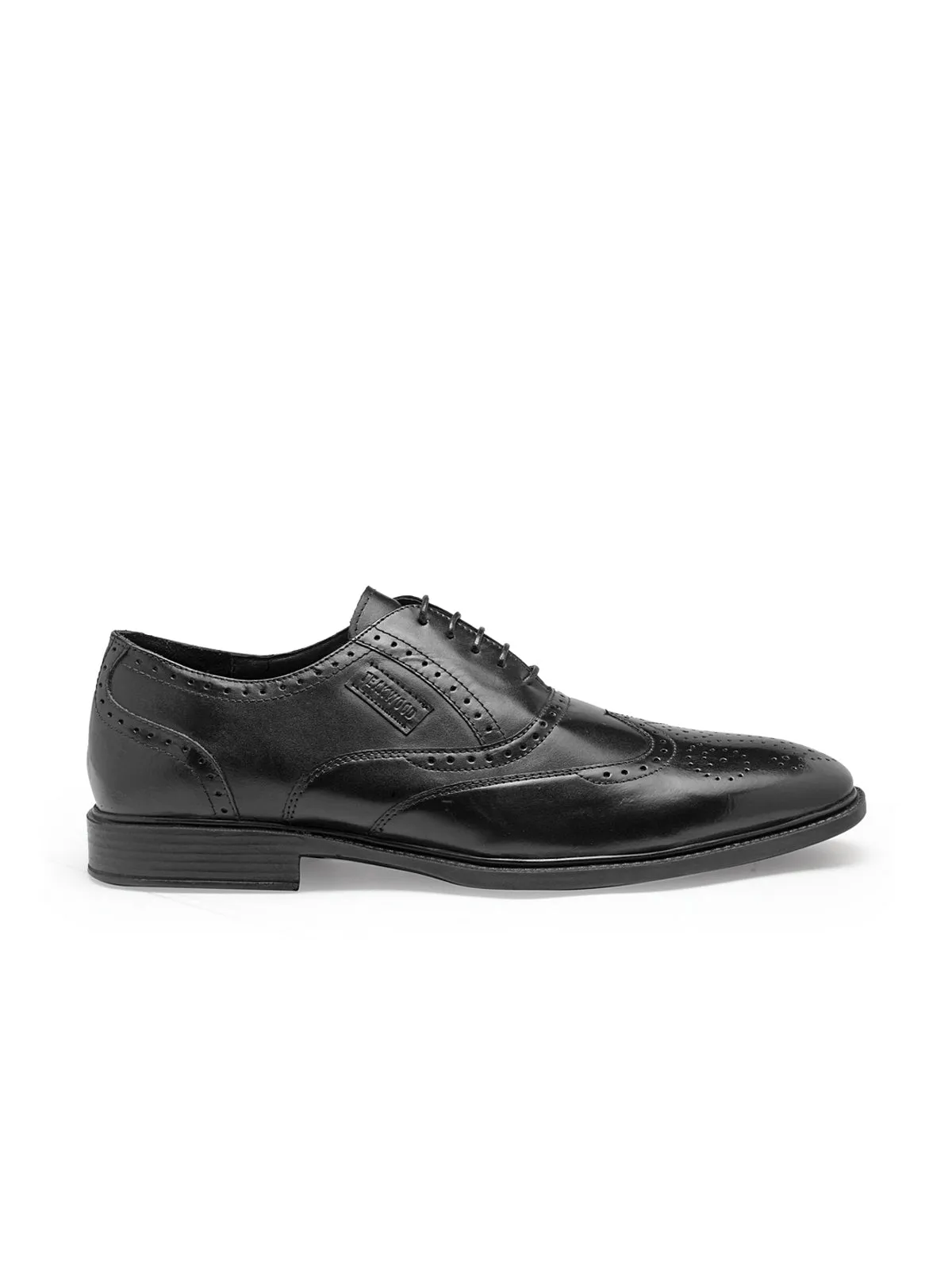 Teakwood Genuine Leather Black Oxford Shoes