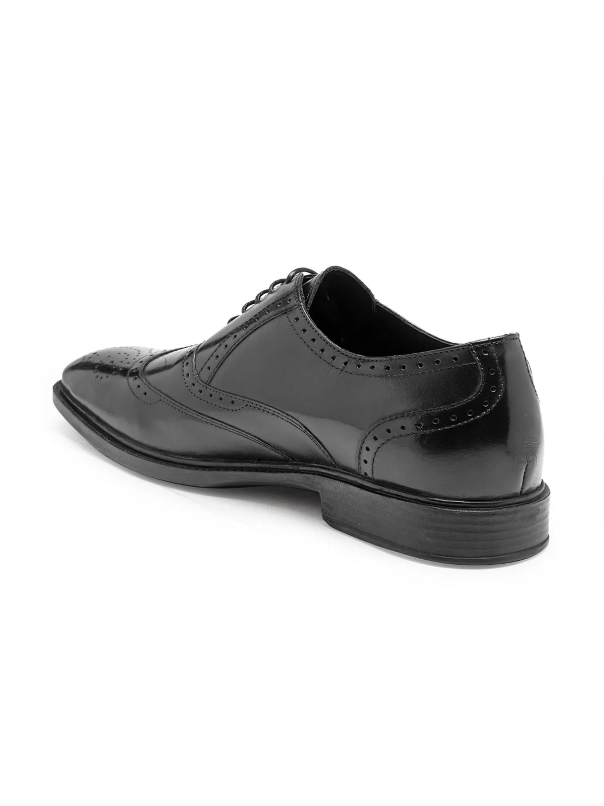 Teakwood Genuine Leather Black Oxford Shoes