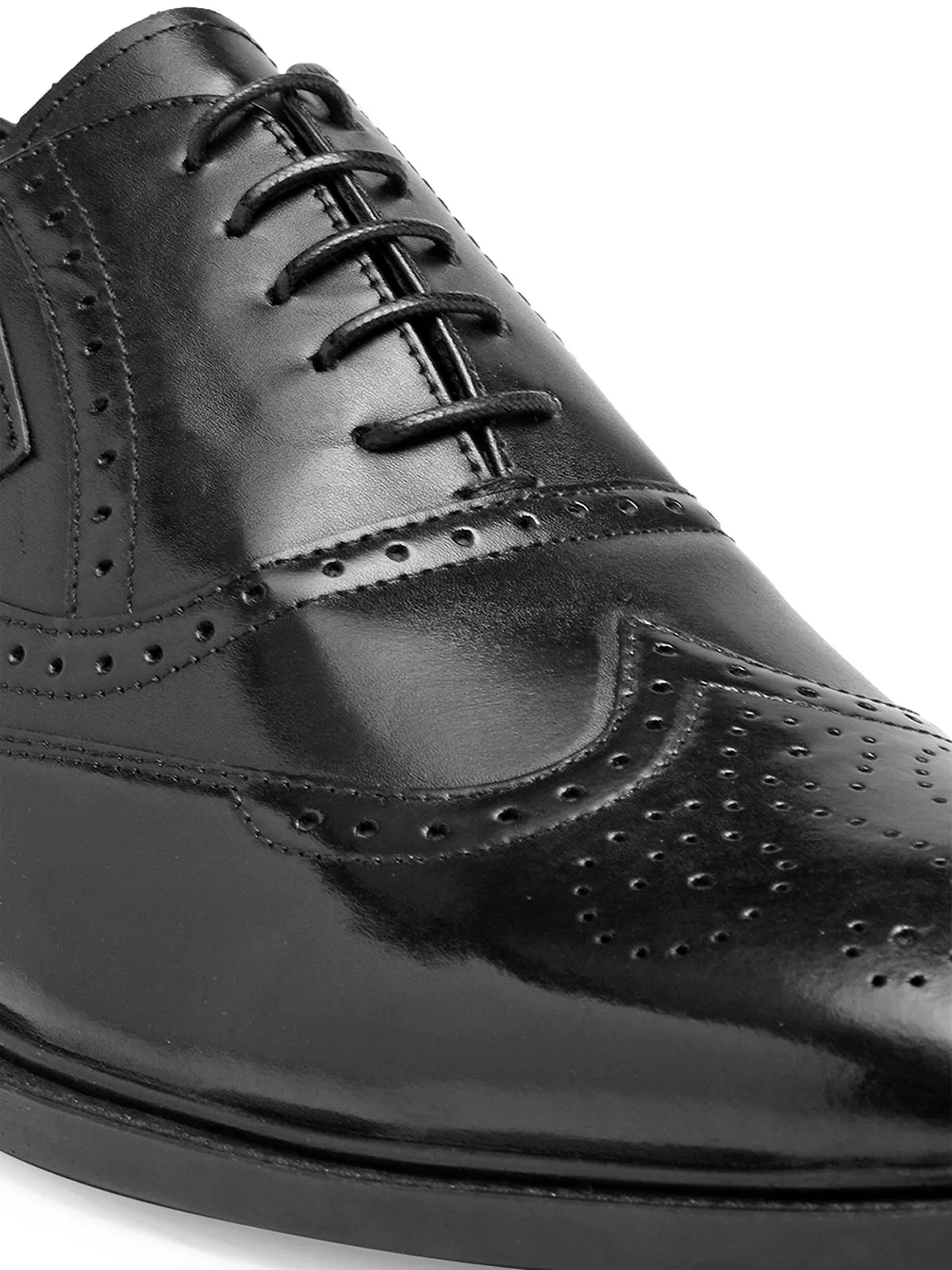 Teakwood Genuine Leather Black Oxford Shoes